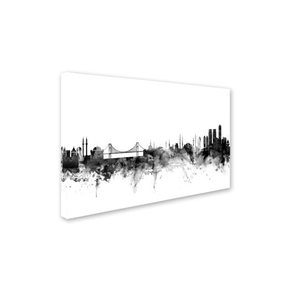 Michael Tompsett 'Istanbul Turkey Skyline B&W' Canvas Art,30x47